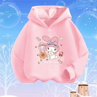 เสื้อกันหนาว มีฮู้ด ลายการ์ตูน Sanrio Melody สีชมพู แฟชั่นสําหรับเด็กผู้หญิง