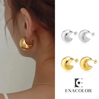 Enacolor ใหม่ เครื่องประดับ ต่างหู ทรงกลม ครึ่งวงกลม สีทอง หรูหรา สไตล์มินิมอล สําหรับผู้หญิง 2023