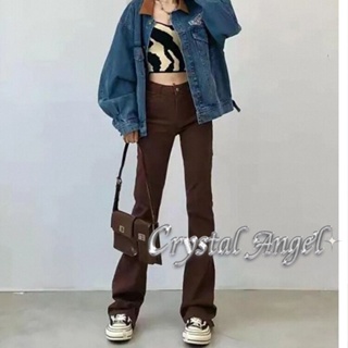 Crystal กางเกงขายาว กางเกงยีสน์ผู้หญิง ทรงหลวม ๆ ตรง Retro Hip Hop Pants 2023 NEW Style WNK239067K 37Z230911