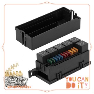 บล็อกกล่องฟิวส์ 12V 11 ทาง พร้อมรีเลย์ 5 Pin และฟิวส์ สําหรับรถยนต์ รถบรรทุก รถพ่วง เรือ