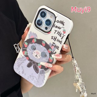 Ins เคสโทรศัพท์มือถือนิ่ม กันหล่น ลายการ์ตูนภาพวาดสีน้ํามัน รูปแมว ดอกไม้น่ารัก สร้างสรรค์ พร้อมสายโซ่ สําหรับ IPhone14ProMax 13ProMax I12 Pro MAX i11 14 13Pro