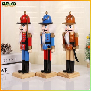 คริสต์มาสเดสก์ท็อปตกแต่งไม้ Nutcracker ทหารหุ่น Movable Chin ใหม่ปีของขวัญเด็ก-FE