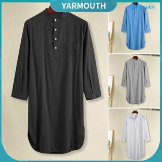 Yyr-- ชุดนอน เสื้อเชิ้ตแขนยาว สีพื้น อเนกประสงค์ สําหรับผู้ชาย