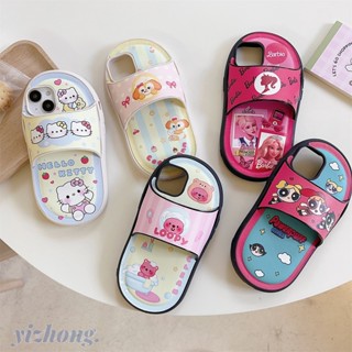 เคสโทรศัพท์มือถือ TPU กันกระแทก กันรอยขีดข่วน พิมพ์ลาย Hello Kitty Barbie Loopy Powerpuff Girls สําหรับ iPhone 11 14 Pro Max 13 12