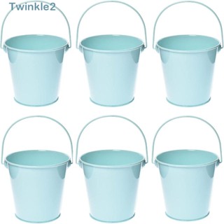 Twinkle ถังเก็บโลหะ ขนาดเล็ก 4.7 นิ้ว พร้อมที่จับ สีฟ้า 6 ชิ้น