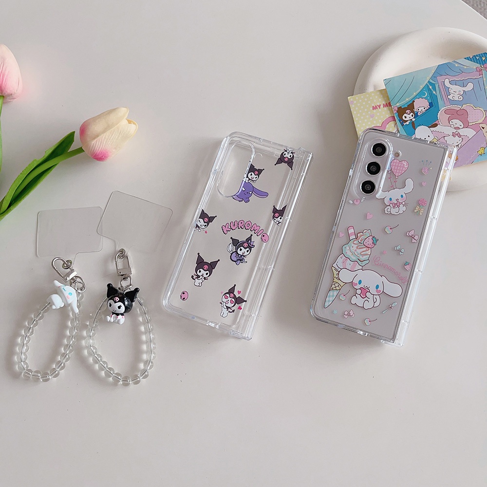 เคสโทรศัพท์มือถือ PC แข็ง ผิวด้าน บางมาก ลายการ์ตูนน่ารัก 3D พร้อมสายคล้องมือ สําหรับ Samsung Galaxy Z Fold 4 5G Z Fold 4 5G