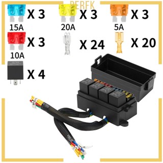 [Perfk] กล่องฟิวส์รีเลย์ 12 ทาง 5A 10A 15A 20A 12V กันน้ํา 4 ชิ้น 5