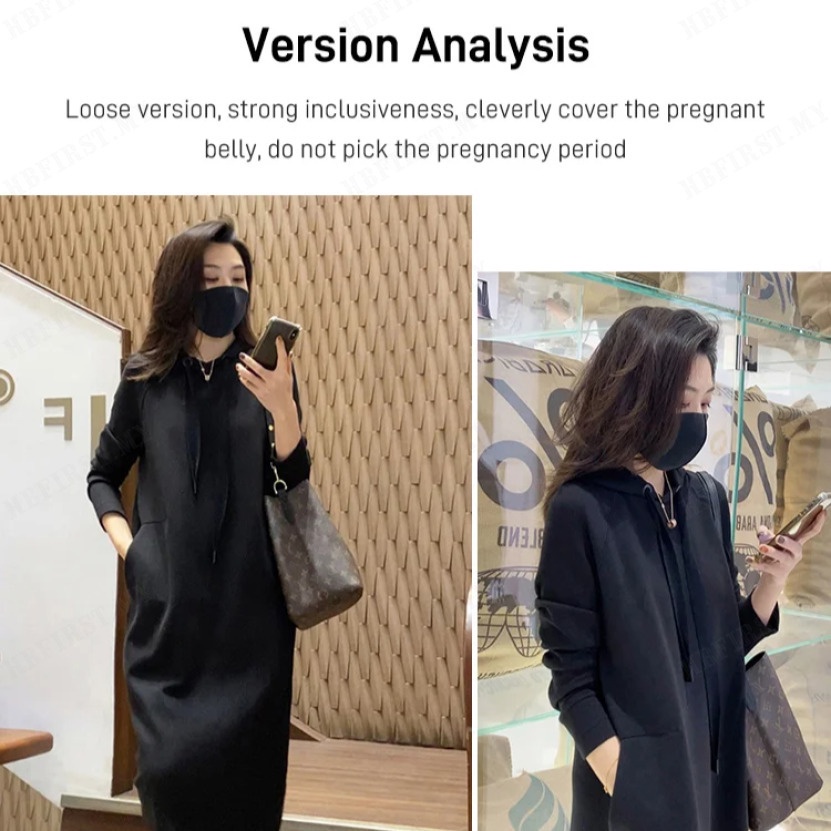 ใหม่ชุดเดรสมีฮู้ดที่อบอุ่นและมีสไตล์สําหรับฤดูใบไม้ร่วงและฤดูหนาว ราคา ถูกที่สุด ดีลบีเคเค แกลเลอรีภาพที่ 4