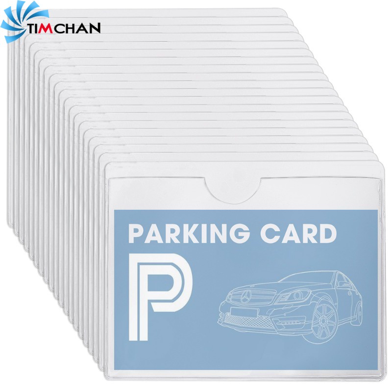 ที่ใส่ตั๋วกระจกหน้ารถ PVC แบบมีกาวในตัว / การ์ดฉลากชั้นวางคลังสินค้า ซูเปอร์มาร์เก็ต / คลิปฝาครอบบัตรจอดรถ พลาสติกใส ทนทาน / กล่องหมุนเวียน สติกเกอร์กระเป๋าใส