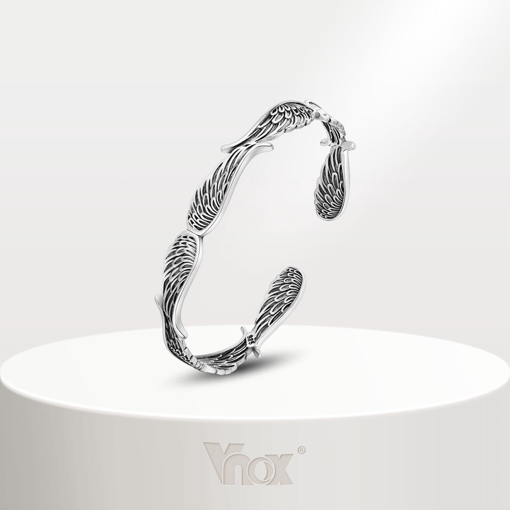 Vnox ปีกนางฟ้า สร้อยข้อมือวินเทจ สร้อยข้อมือโมบิส ร็อคพังก์ เครื่องประดับ ของขวัญ สําหรับผู้ชาย ผู้หญิง
