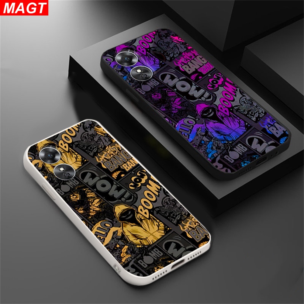 Oppo A60 A38 A18 A78 A58 A17 A57 A77S Reno 8T A16 A54S A15S A5S A7 A12 A53 A16K A31 A9 A5 A3S A92 A55 A74 A95 A94 Reno8T Creative Evil Explosion การ ์ ตูนตัวอักษร ProtectionCase MAGT
