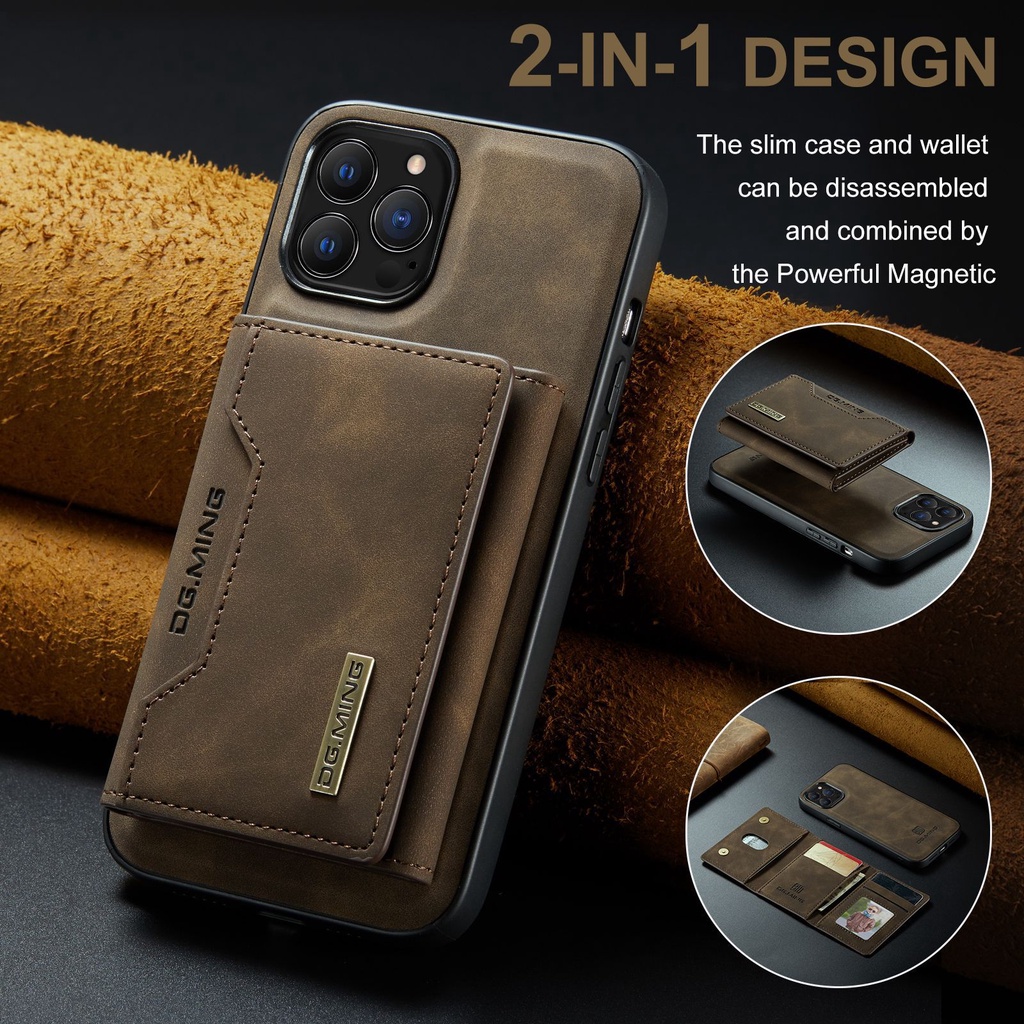 2 In 1 เคสโทรศัพท์มือถือหนัง แม่เหล็ก พร้อมช่องใส่บัตร ถอดออกได้ สําหรับ IPhone 15 Pro Max 14 13 Mini 12 11 X xs Xr Xsmax 7 8 se