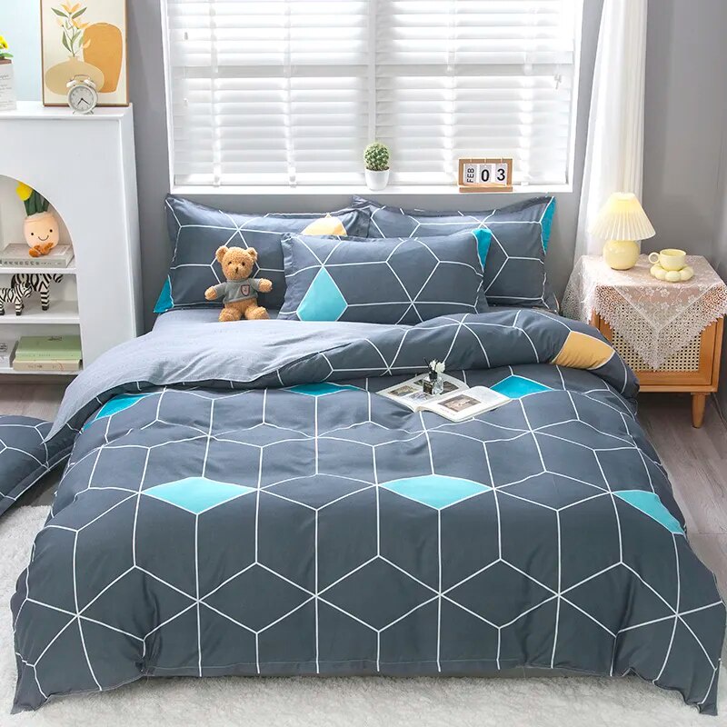 3pcs Nordic Simple Duvet Cover/ Quilt Cover Bedclothes Bed Sheet Single Double Queen King Size Qulit
