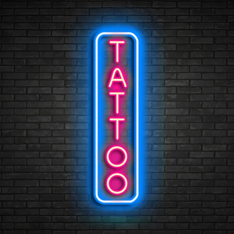ป้ายไฟ ป้ายไฟร้าน ป้ายไฟตัวอักษร ป้ายไฟวิ่ง ป้ายไฟOPEN ป้ายไฟ LED ป้ายไฟTATTOO ทรงตั้ง 1150บาท