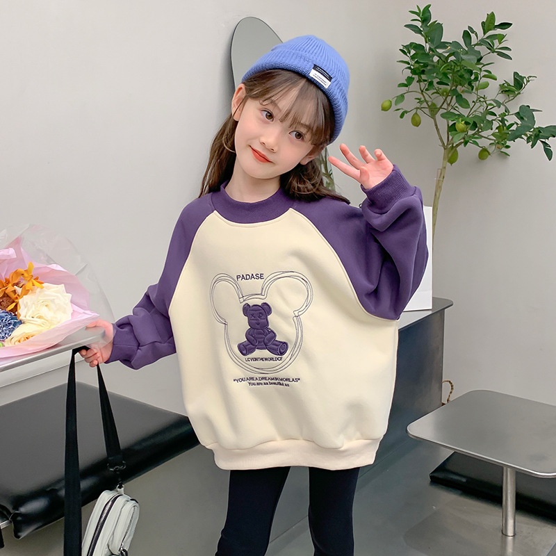 [ML] เสื้อกันหนาว ผ้าฟลีซ แบบหนา คอสูง สไตล์เกาหลีตะวันตก ขนาดใหญ่ 110-170 ซม. แฟชั่นฤดูใบไม้ผลิ ฤดูใบไม้ร่วง สําหรับเด็กผู้หญิง