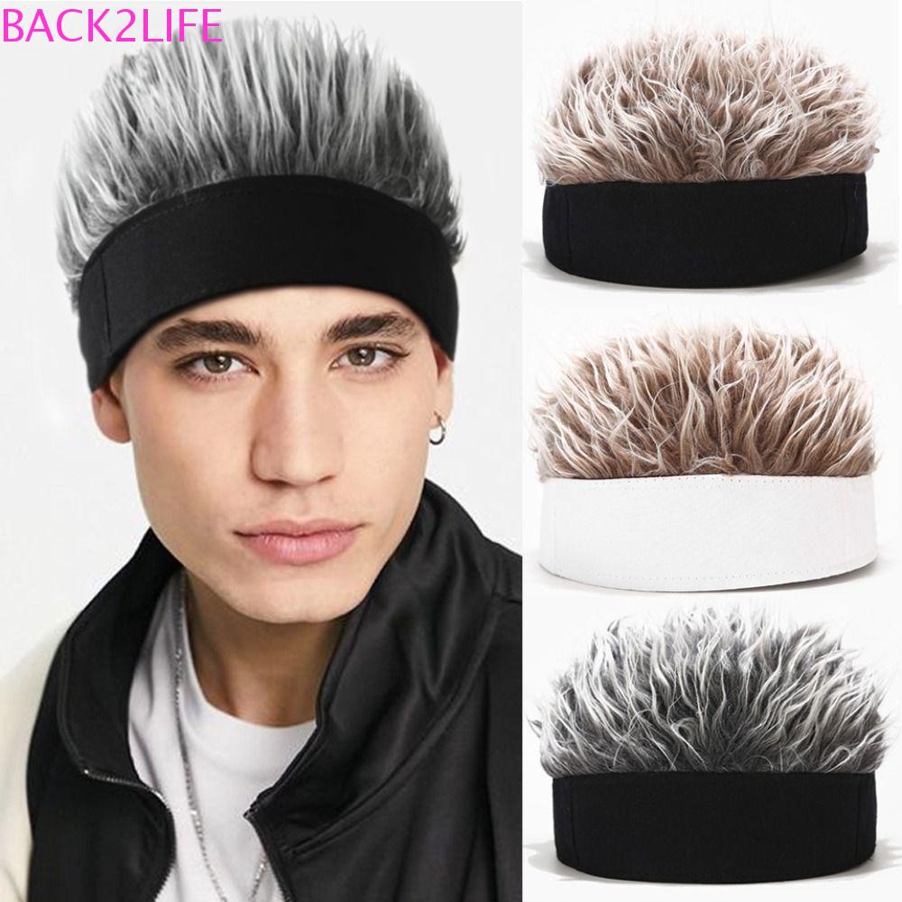 Back2life หมวกบีนนี่ หมวกวิกผม สีเทา นิ่ม เครื่องประดับผม กีฬา ผู้หญิง ผู้ชาย ลายพรางธรรมชาติ หมวกวิกผม