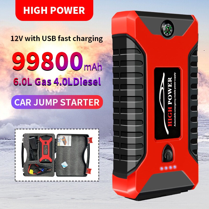 Jump Starter จั๊มสตาทรถยนต์ 99800mAh แบตเตอรี่กู้ภัยพกพาได้ จั๊มสตาร์ท เครื่องชาร์จรถยนต์แบบพกพา อุปกรณ์ช่วยสตาร์ทรถยนต์