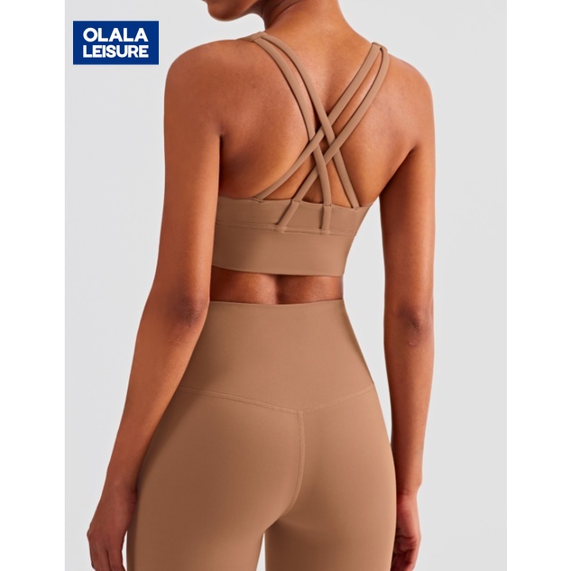 OLALA LEISURE ชุดชั้นใน สปอร์ตบรา กันกระแทก เป็นมิตรกับผิว สีนู้ด สไตล์คลาสสิก สําหรับเล่นโยคะ กีฬา