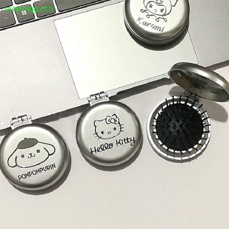 Monnygo หวีจัดแต่งทรงผม ลาย Hello Kitty Sanrio พร้อมกระจก ขนาดเล็ก แบบพกพา สําหรับเดินทาง