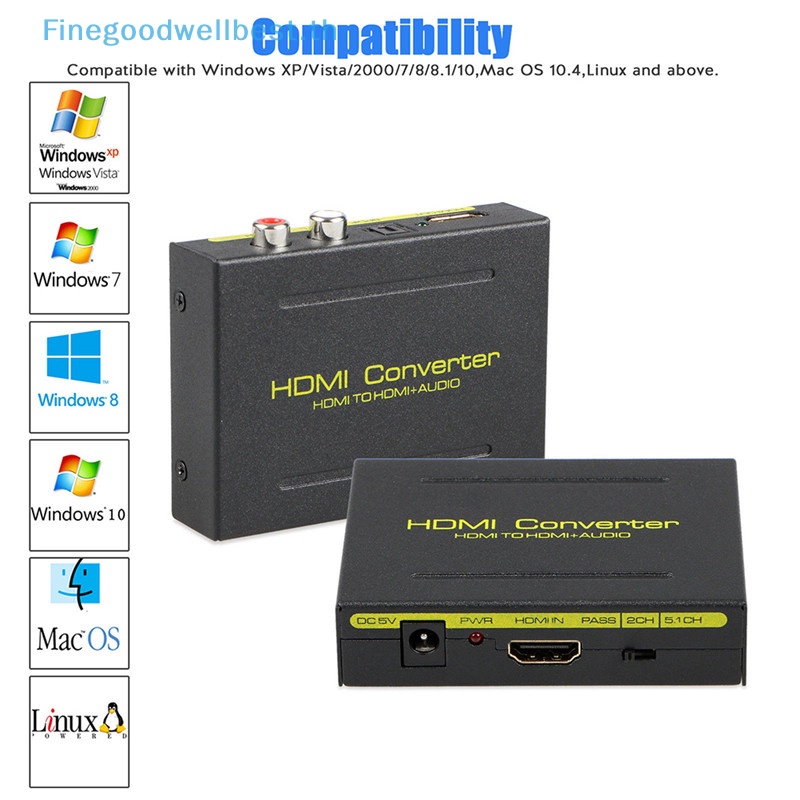 Fb3c 1080P HDMI เป็น HDMI ออปติคอล + SPDIF + RCA L / R ตัวแปลงแยกเสียง ขายดี