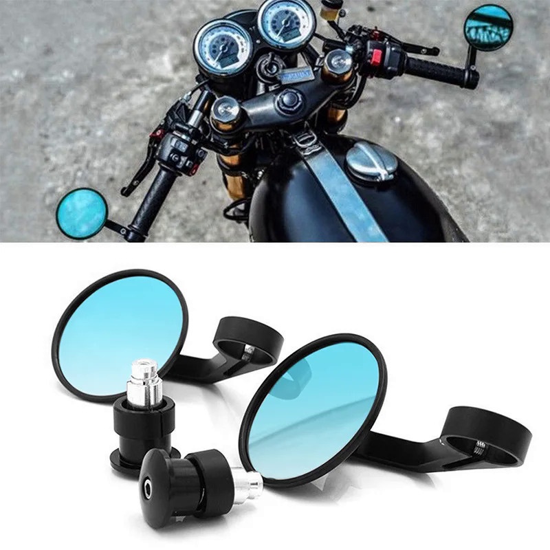 7/8" Motorbike Aaccessories Round Bar End Rear Mirrors For Cafe Racer Moto Side View Mirrors Motorbike Scooters Rearview