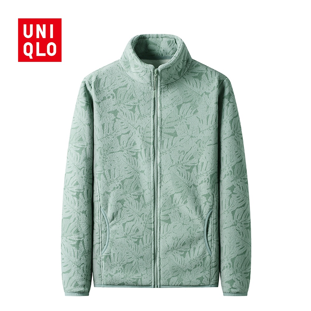 Uniqlo เสื้อแจ็กเก็ตกันหนาว ผ้าฟลีซ ลายพราง แบบสองด้าน สําหรับผู้หญิง