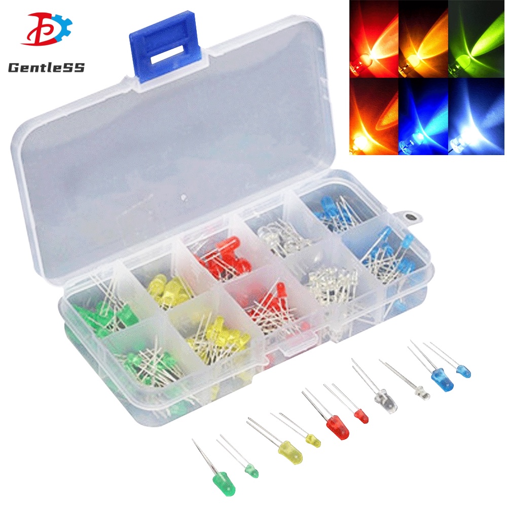 100/200 ชิ้น 5 สีหัวแบน Light Emitting Diode ส่วนประกอบอิเล็กทรอนิกส์ชุดชุด 5/3 มม.