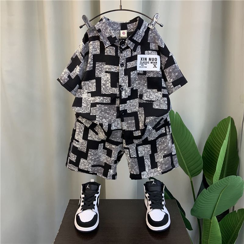 （2-11 Y） เสื้อเชิ้ตแขนสั้นลําลอง สองชิ้น แฟชั่นฤดูร้อน สําหรับเด็กผู้ชาย 2024