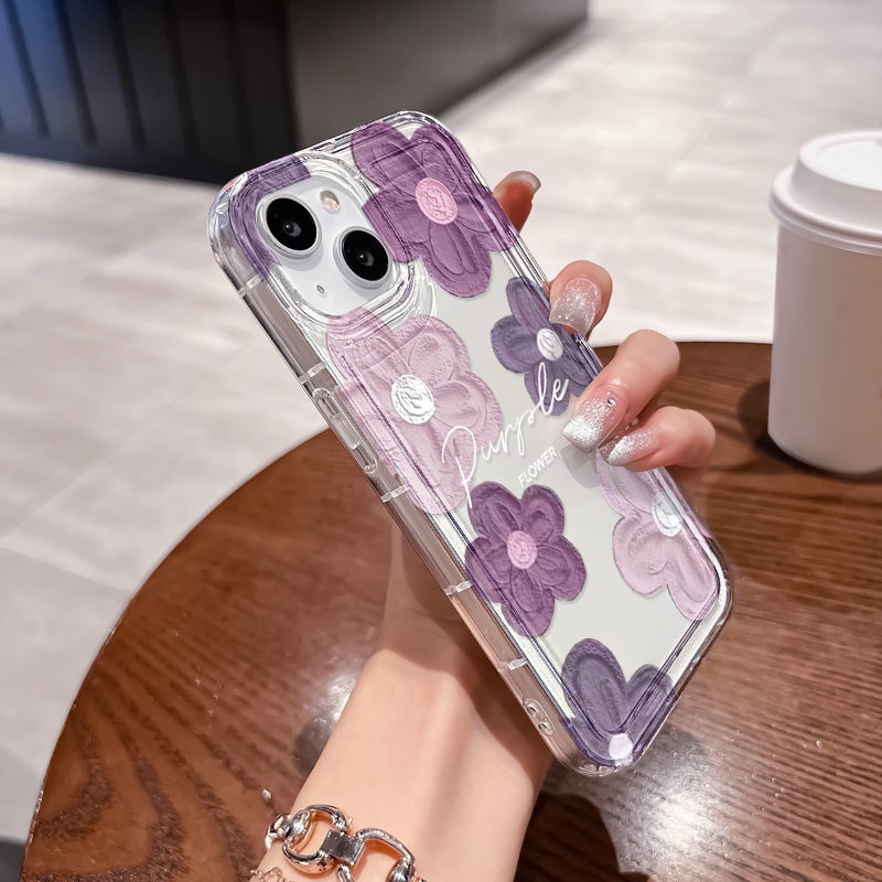 ดอกไม้หลากสี เคสโทรศัพท์มือถือกันตกแบบถุงลมนิรภัย For iPhone 11 14 15 16 12 13 Pro Max 6 7 8 Plus TPU Soft Case Cover