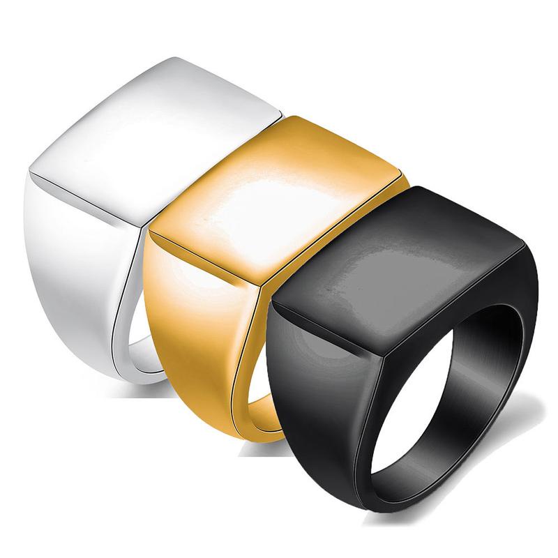 AA22 แหวนstainless steel แฟชั่นเกาหลี เรียบหรู รูปสี่เหลี่ยมสแตนเลสแท้แหวนผู้ชาย และหญิง