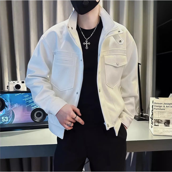 High-end Feeling Jacketผู้ชายอินเทรนด์ลําลองผู้ชายเสื้อผ้าฤดูใบไม้ผลิฤดูใบไม้ร่วง Street สวมใส่ Ruffian หล่อแจ็คเก็ต