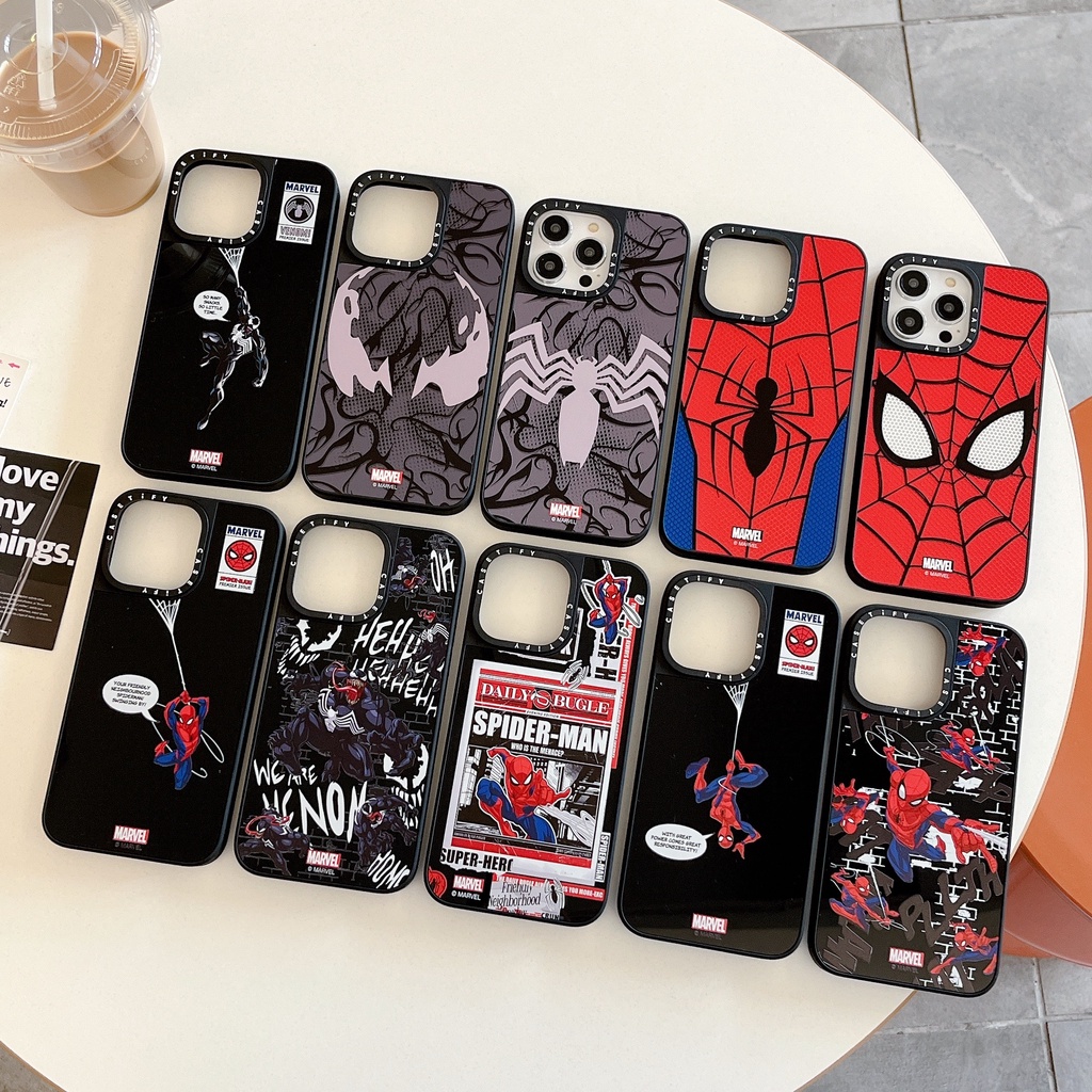 Spiderman Venom Magnetic Hard Matt กระจกเคลือบเงาเคสโทรศัพท์สําหรับ iPhone 17 16 15 14 13 12 11 Pro Max Plus Air