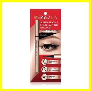 Merrezca Super Black Long-Lasting Eyeliner 0.8g เมอร์เรซกา อายไลเนอร์ หัวเมจิกเส้นเรียวเล็ก.
