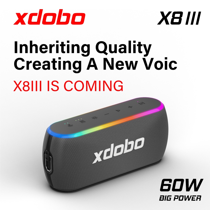 Xdobo X8III 60w ลําโพงบลูทูธไร้สายกลางแจ้งแฮนด์ฟรีซับวูฟเฟอร์แบบพกพาพร้อมไฟ RGB