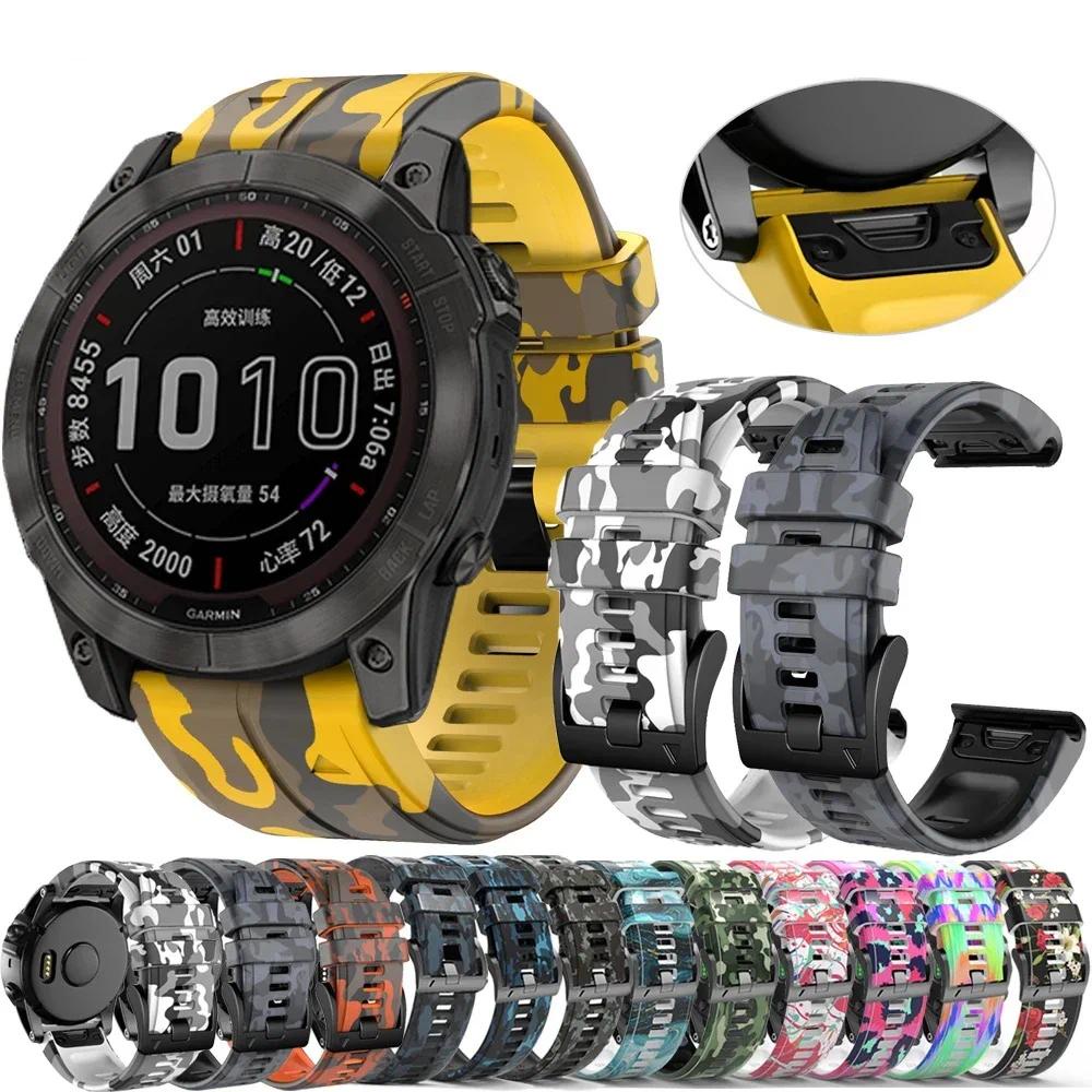 22 26 มม.กีฬาสายนาฬิกาซิลิโคนCamouflageสําหรับAmazfit T-Rex UItra 2 UItra2 Falcon Garmin Quatix 7 Pr