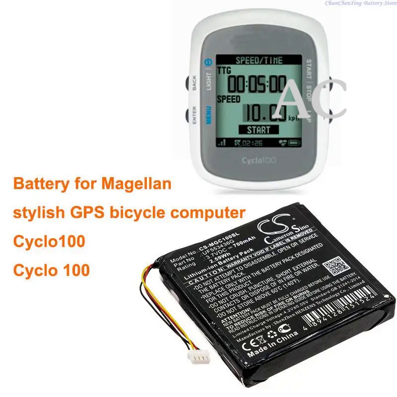 AC Cameron Sino 700mAh Battery ER-009311,UF553436G for Magellan Cyclo 100,Cyclo100