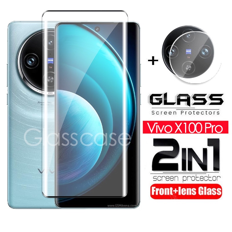 2 In 1 9H HDกระจกนิรภัยฟิล์มสําหรับVivo X100 X200 pro X100pro X200pro X200proMini VivoX100 VivoX100pro 5Gป้องกันหน้าจอกล้องกลับเลนส์ป้องกันกระจกคลุมทั้งหมดฟิล์มด้านหน้า
