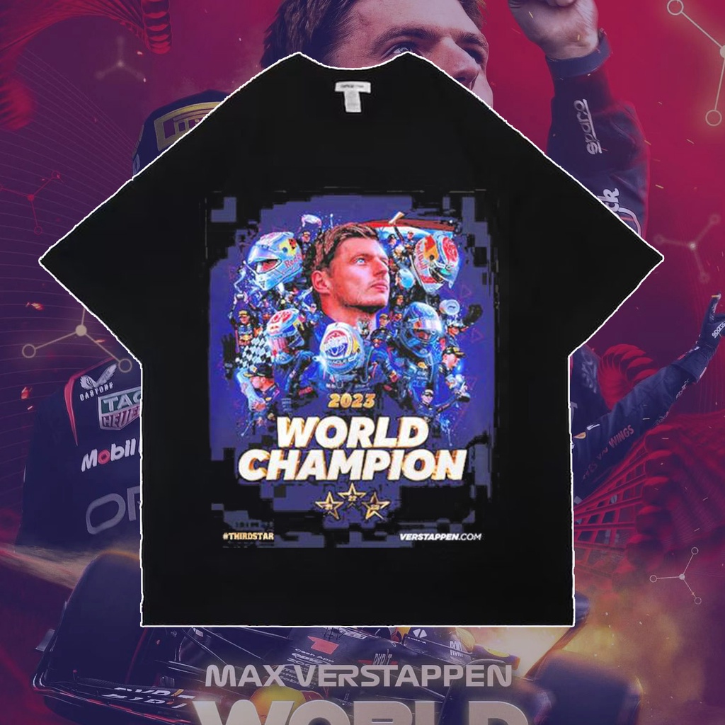 【2022New】Max Verstappen แชมป์โลก Formula 1 ปี 2023 ฉลองเสื้อยืดเสื้อเชิ้ต Third Star Unisex T-shirt