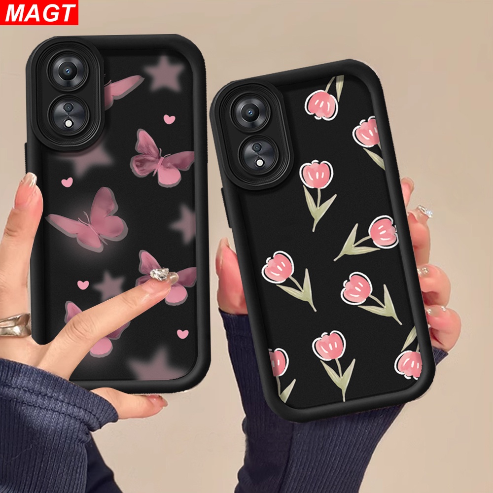 Oppo A3X A60 A18 A38 A78 A58 Reno 8T A57 2022 A17 A16K A16E A15 A15S A54S A3S A5S A12E A12 F9 A31 A52 A53 A33 A52 A52 A53 A52 A53 A52 A33 A52 A53 A52 A52 A53 A52 A53 A52 A52 A33Tสีดําผีเสื้อสีดําดอกทิวลิปสีดํา