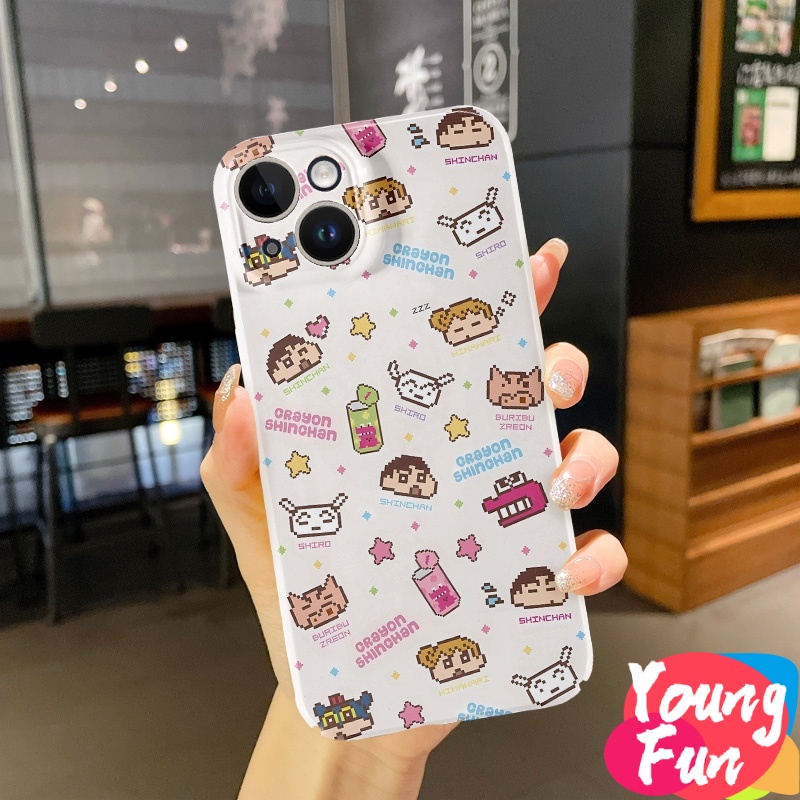 เคส iphone การ์ตูนตัวอักษรดินสอสี Shinshin เคสโทรศัพท์มือถือแบบนิ่ม TPU กันกระแทก กันรอยกล้อง สีดําวาว สําหรับ oppo A17 A57 A77 4G A96 A16 A16S A74 A55 A54 4G 5G A33 2020 A52 A72 A92 A15S A15S A31 A12E A3S A9 A5