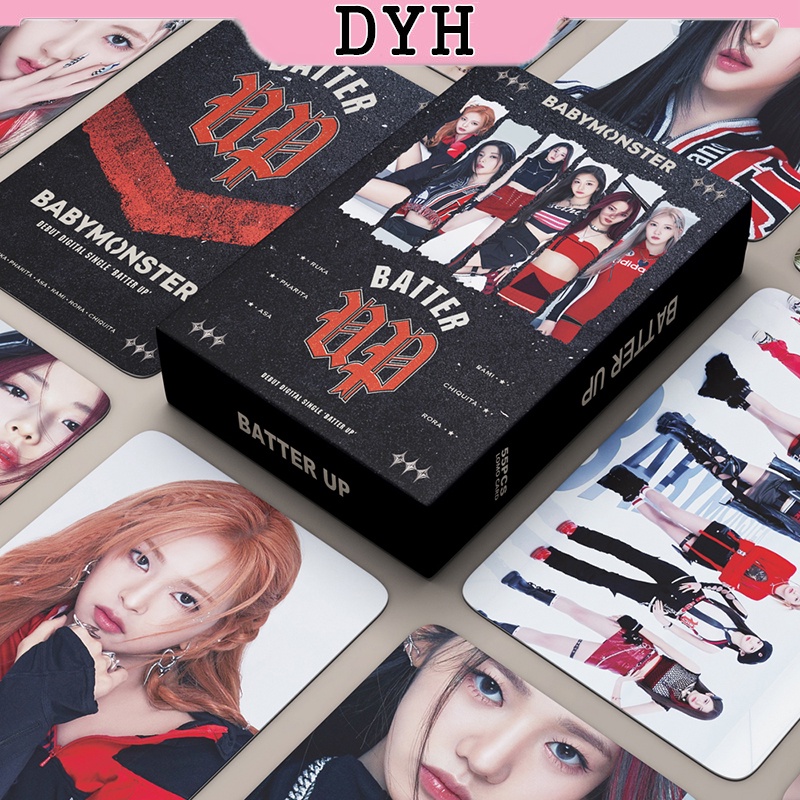 Dyh 55 ชิ้น BABYMONSTER โฟโต้การ์ด BATTER UP อัลบั้ม KPOP LOMO การ์ดโปสการ์ด