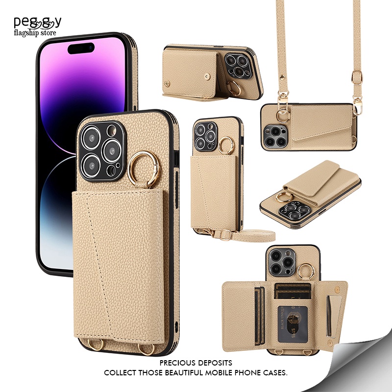 เคสโทรศัพท์ เคส การ์ดกรณีโทรศัพท์มือถือกระเป๋าเหรียญกรณีหนังสําหรับ iPhone 16 pro max 15 Pro Max 14 Pro Max 13 12 11 promax X XS XR 14 15 16 Plus สายคล้อง