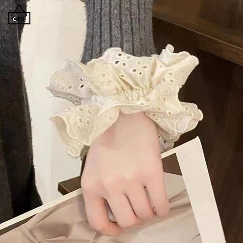 ยางรัดผมผ้าฝ้าย ลูกไม้สีขาว สไตล์เกาหลี หางม้า thumbnail 7