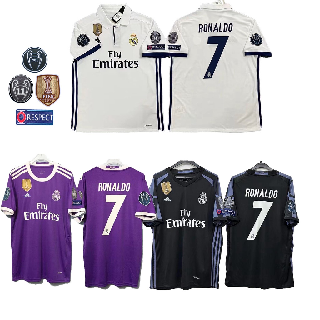 [Retro Issue] เสื้อกีฬาแขนสั้น ลายทีมชาติฟุตบอล real Madridronaldo BALE BENZEMA 16-17 ชุดเหย้า สําหรับผู้ชาย