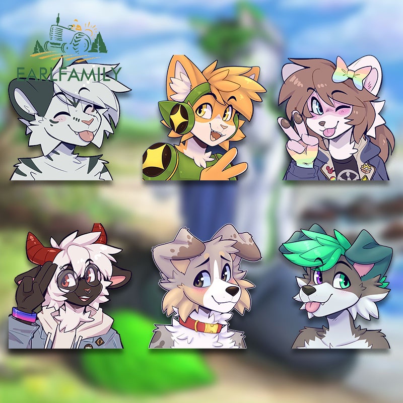 Earlfamily 13 ซม.Furry Peek หมาป่า Fanart รถสติกเกอร์อะนิเมะ Creative กันชนสัตว์ Decal รถอุปกรณ์เสริมบุคลิกภาพกราฟิก