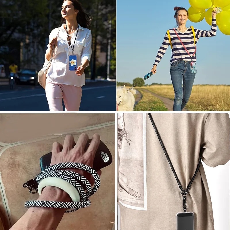 สายคล้องข้อมือ ถอดออกได้ ปรับได้ / สายคล้องโทรศัพท์มือถือ แบบหนา สากล 120 ซม. / สายคล้องคอ การ์ด สะพายข้าง ป้องกันการสูญหาย พร้อมแท็บผูก / เชือกแขวนโทรศัพท์ แฟชั่น - รูปที่ 3