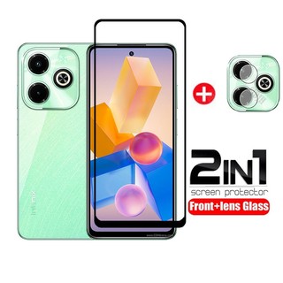 2in1 กระจกนิรภัยสําหรับ infinix hot 40i 40 30i 30 pro hot40i 2023 คลุมทั้งหมดโปร่งใสเลนส์ด้านหลังกล้องป้องกันฟิล์ม