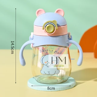 แก้วน้ำเด็ก แก้วหัดดูดหลอดเด้ง มีสเกลปริมาณ 400ml