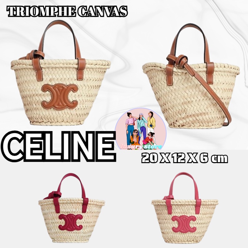 CELINE/CELINE TRIOMPHE Mini Palm Leaf and Cow Leather Basket Bag/Crossbody Bag/Shoulder Bag/ รายละเอียดสินค้า