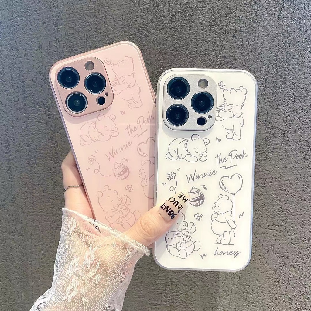 เคส Oppo A79 A78 A98 5G เคส Winnie the Pooh กระจกเหลว หรูหรา เคสกันกระแทก พร้อมตัวป้องกันกล้อง เคสโทรศัพท์ สําหรับนักเรียนหญิง